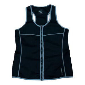 SAUNAFX Black Zip Up Sauna Vest Tank Top Womens Medium Athletic Sweat Slimming